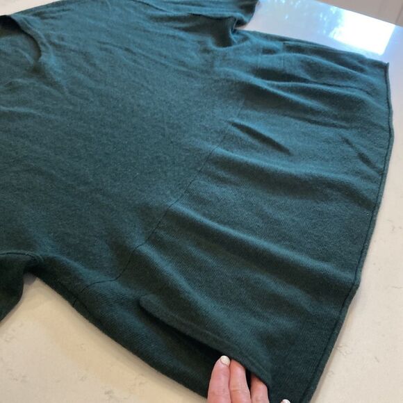 Zoe Couture 100% Cashmere Forest Green Shrug Oversized Boxy Sweater Poncho Small - Picture 7 of 8